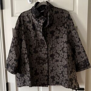 Moonlight Fashion Design Black and Gold Floral Jacquard Boxy jacket